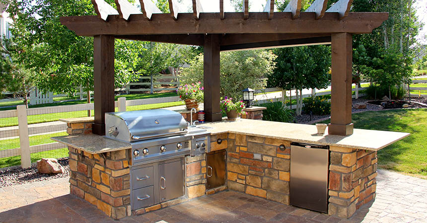 backyard outdoor kitchen design landscape bdhlandscaping